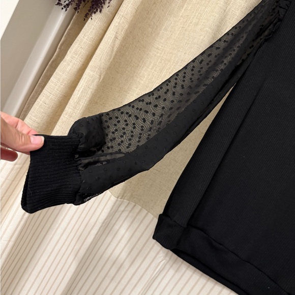 3/$15 Elegant Black Ruffle Sleeve Blouse - Picture 3 of 3